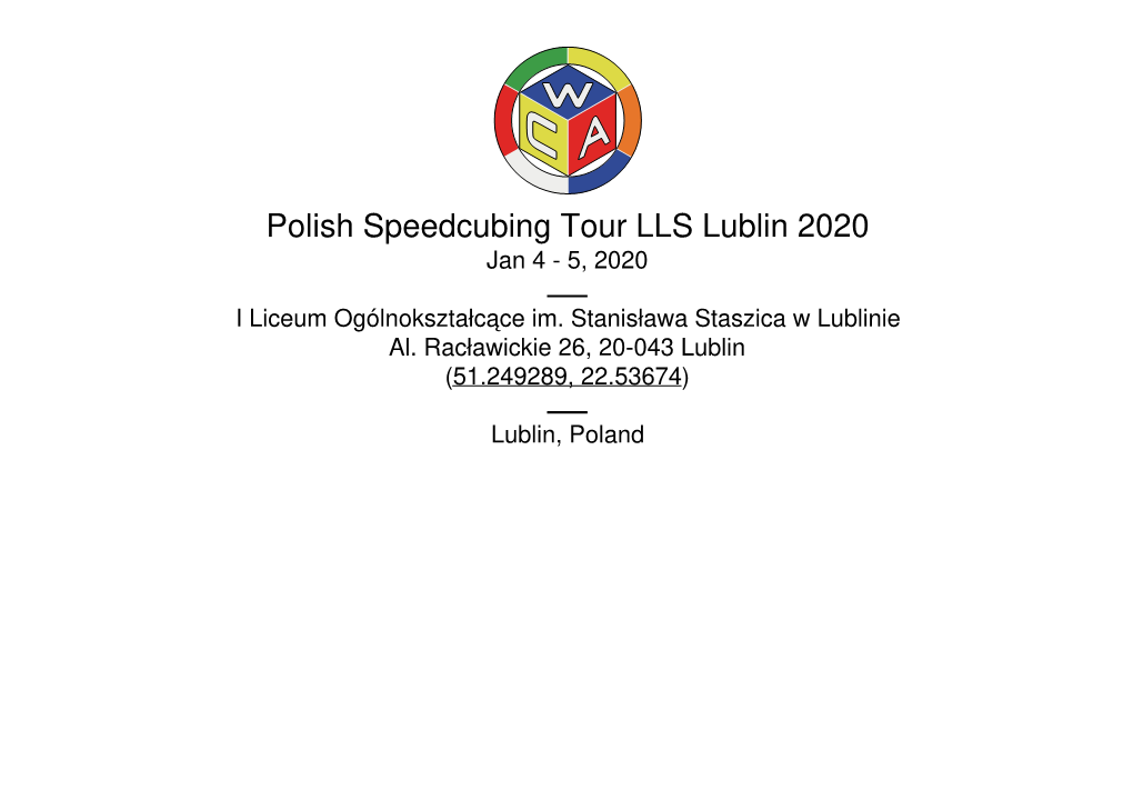 Polish Speedcubing Tour LLS Lublin 2020 Jan 4 - 5, 2020