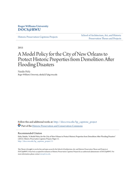 A Model Policy for the City of New Orleans to Protect Historic