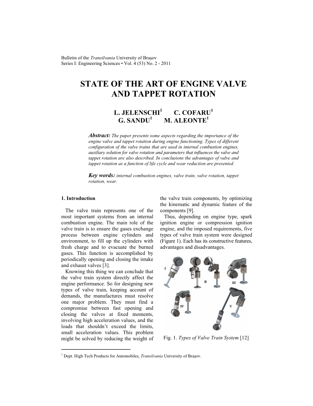 State of the Art of Engine Valve and Tappet Rotation