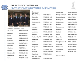 Tar Heel Sports Network Play by Play Network Affiliates