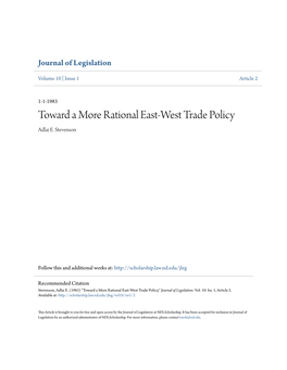 Toward a More Rational East-West Trade Policy Adlai E