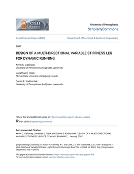 Design of a Multi-Directional Variable Stiffness Leg for Dynamic Running