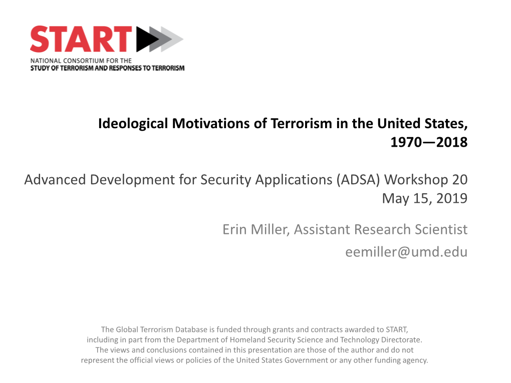 Ideological Motivations of Terrorism in the United States, 1970—2018