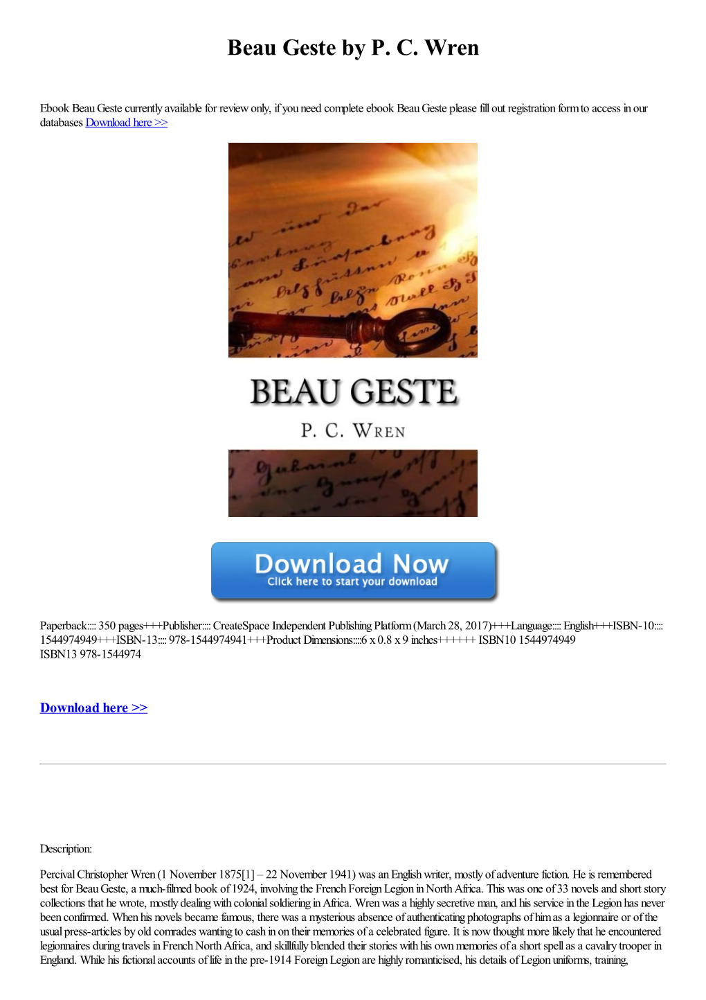 Beau Geste by P. C. Wren