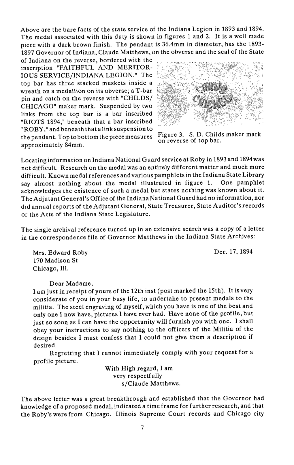 Above Are the Bare Facts of the State Service of the Indiana Legion in 1893 and 1894