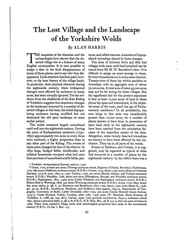 The Lost Village and the Landscape of the Yorkshire Wolds by ALAN HARRIS