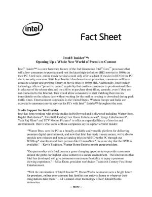 Fact Sheet: Intel® Insider