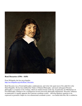 René Descartes (1596 – 1650)