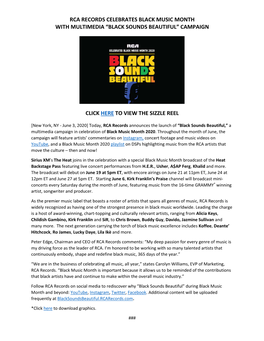 Rca Records Celebrates Black Music Month with Multimedia “Black Sounds Beautiful” Campaign