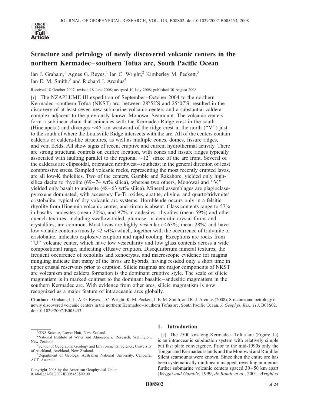 Structure and Petrology of Newly Discovered Volcanic Centers in the Northern Kermadec–Southern Tofua Arc, South Pacific Ocean Ian J