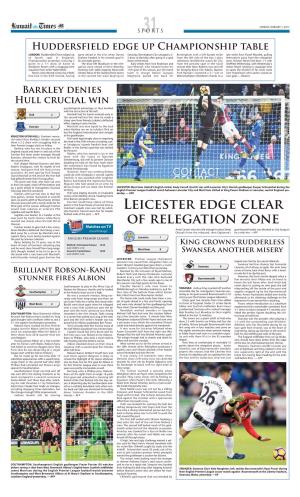 Leicester Edge Clear of Relegation Zone