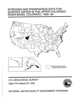Nitrogen and Phosphorus Data for Surface Water in the Upper Colorado River Basin, Colorado, 1980-94