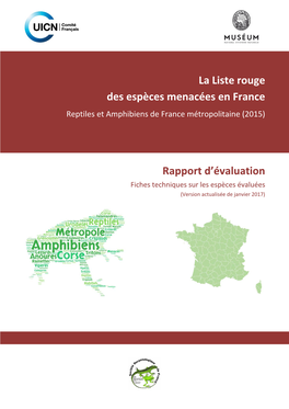 La Liste Rouge Des Espèces Menacées En France Reptiles Et Amphibiens De France Métropolitaine (2015)