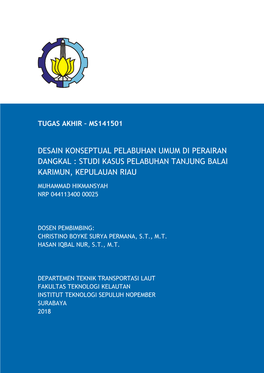 Studi Kasus Pelabuhan Tanjung Balai Karimun, Kepulauan Riau