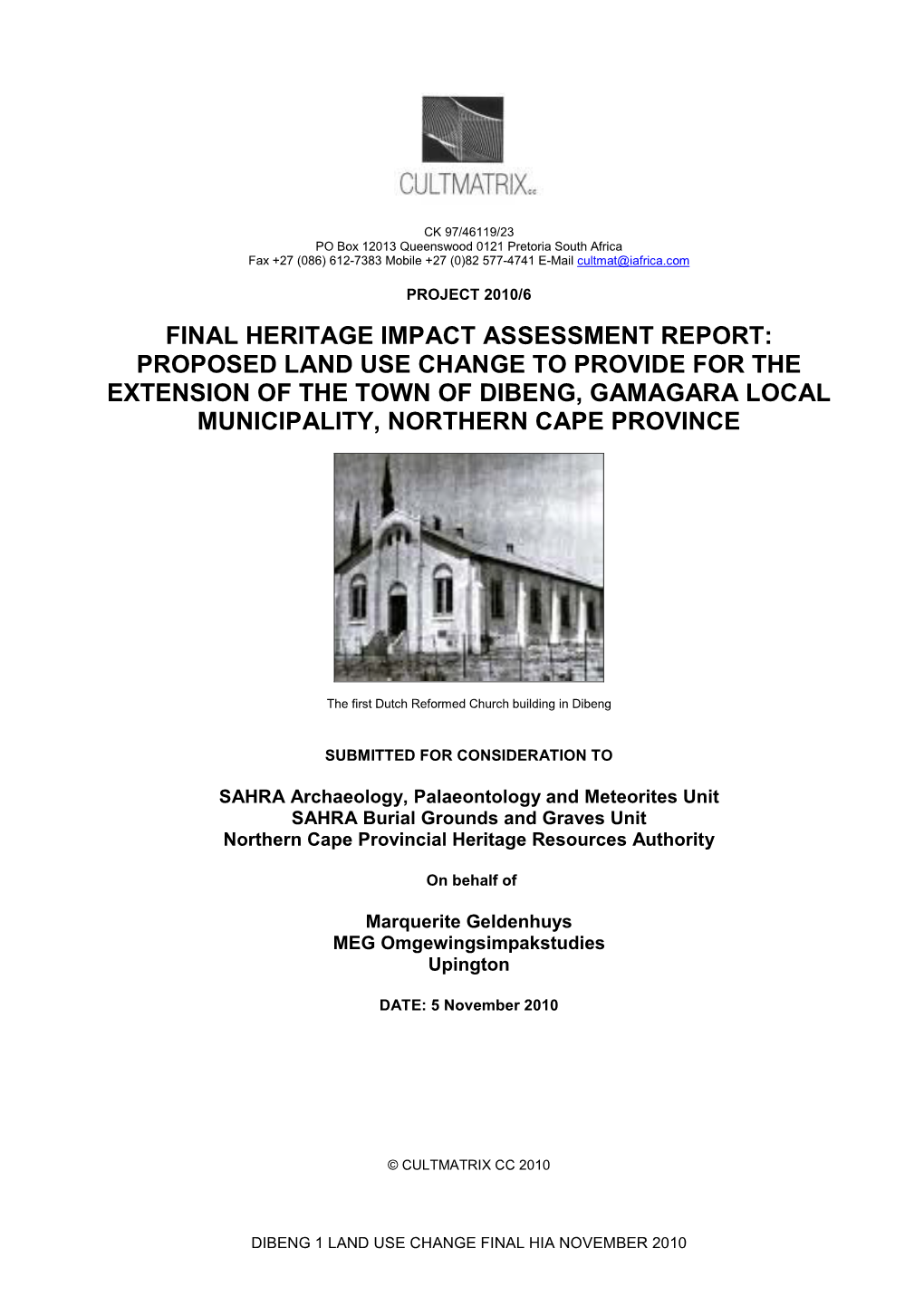 Final Heritage Impact Assessment Report