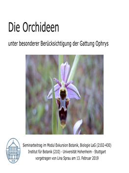 Die Orchideen Unter Besonderer Berücksichtigung Der Gattung Ophrys
