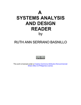 A SYSTEMS ANALYSIS and DESIGN READER By