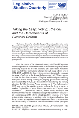Taking the Leap: Voting, Rhetoric, and the Determinants of Electoral Reform