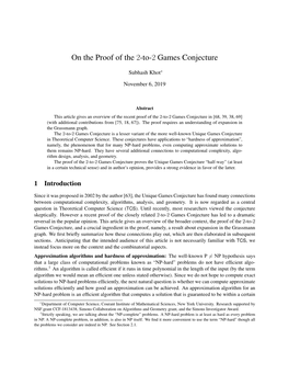 On the Proof of the 2-To-2 Games Conjecture
