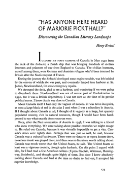 Discovering the Canadian Literary Landscape