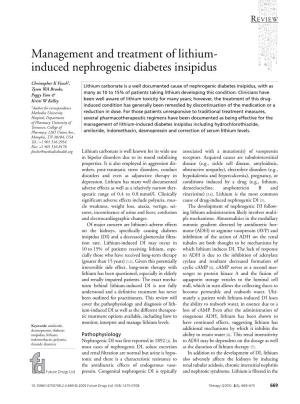 Management and Treatment of Lithium-Induced Nephrogenic Diabetes Insipidus