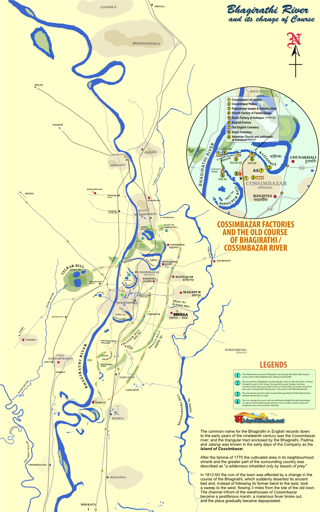 Cossimbazar Factories and the Old Course Of