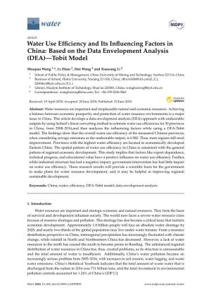 Water Use Efficiency and Its Influencing Factors in China