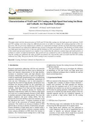 Characterization of Tialn and Tin Coating on High Speed Steel Using Ion Beam and Cathodic Arc Deposition Techniques