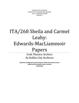 ITA/268 Sheila and Carmel Leahy:Edwards-Macliammoir Papers