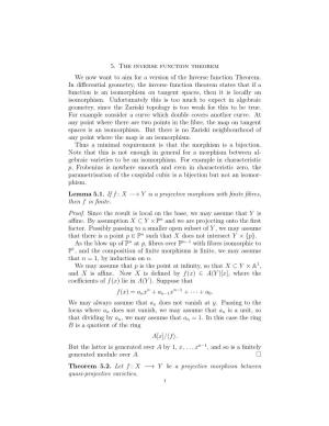 5. the Inverse Function Theorem We Now Want to Aim for a Version of the Inverse Function Theorem