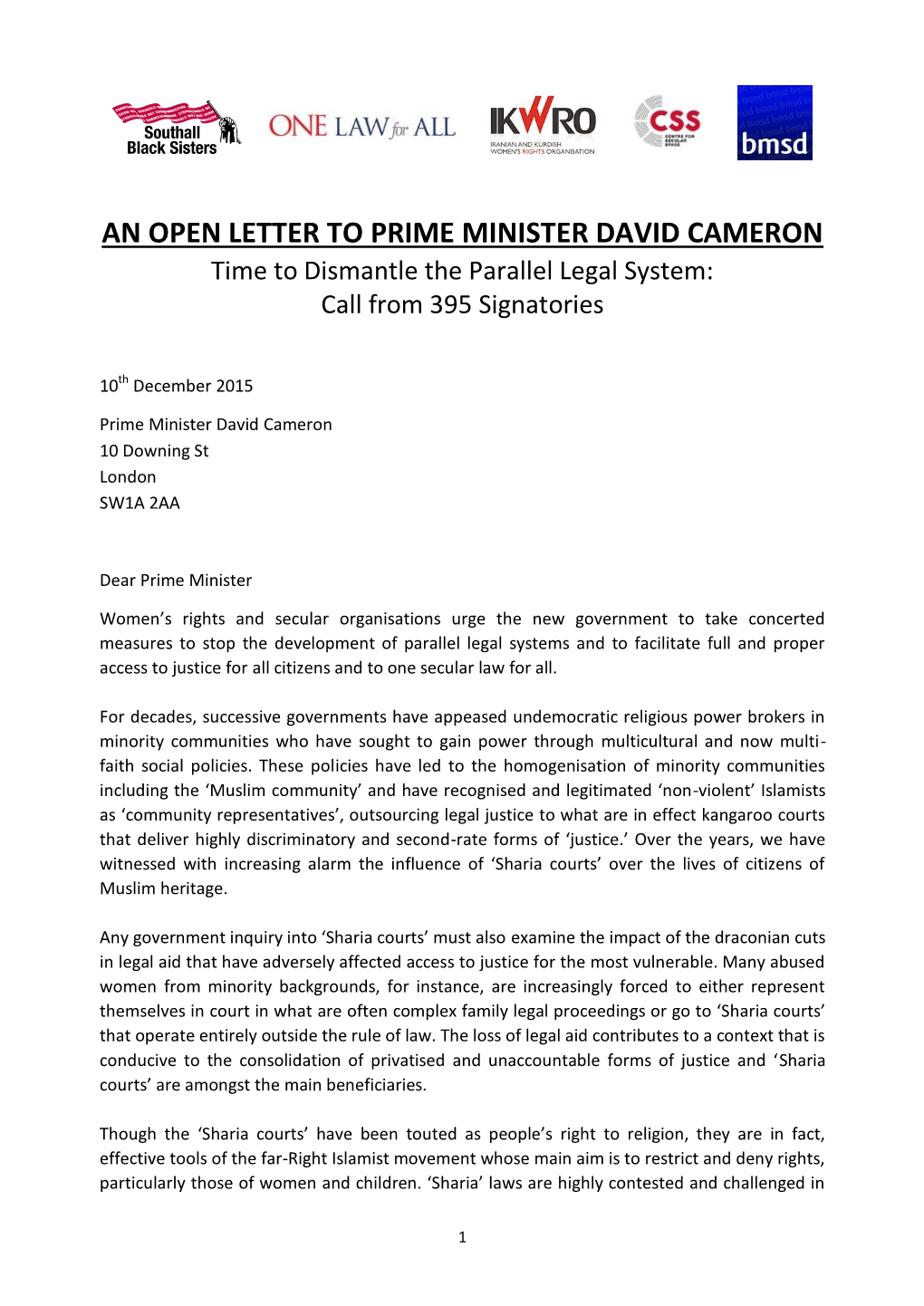 Open Letter to David Cameron
