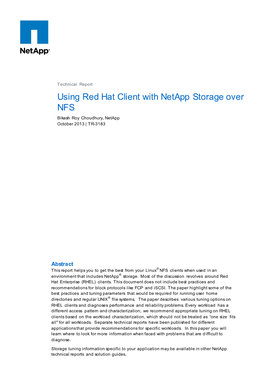 Using Red Hat Client with Netapp Storage Over NFS Bikash Roy Choudhury, Netapp October 2013 | TR-3183