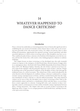 14 Whatever Happened to Dance Criticism?
