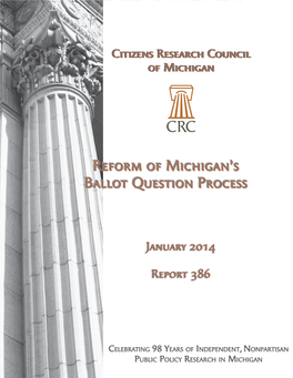 Reform of Michigan's Ballot Question Process