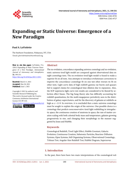 Expanding Or Static Universe: Emergence of a New Paradigm