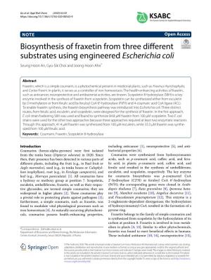 Biosynthesis of Fraxetin from Three Different Substrates Using