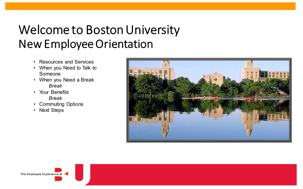 Welcome to Boston University New Employee Orientation