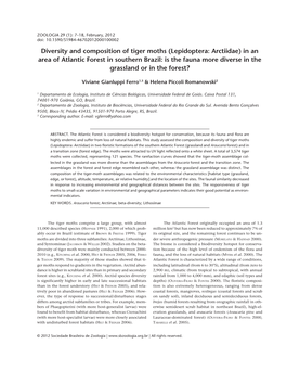 Diversity and Composition of Tiger Moths