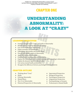 Chapter One Understanding Abnormality: a Look at “Crazy”