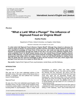 The Influence of Sigmund Freud on Virginia Woolf
