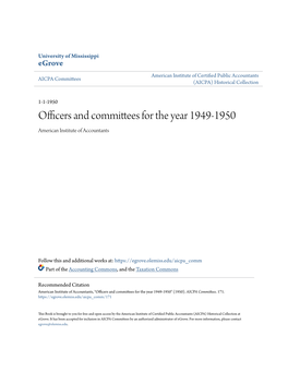 Officers and Committees for the Year 1949-1950 American Institute of Accountants