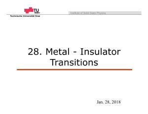 28. Metal - Insulator Transitions