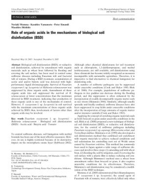 Role of Organic Acids in the Mechanisms of Biological Soil Disinfestation (BSD)