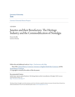 Janeites and Their Benefactors: the Heritage Industry and the Commodification of Nostalgia