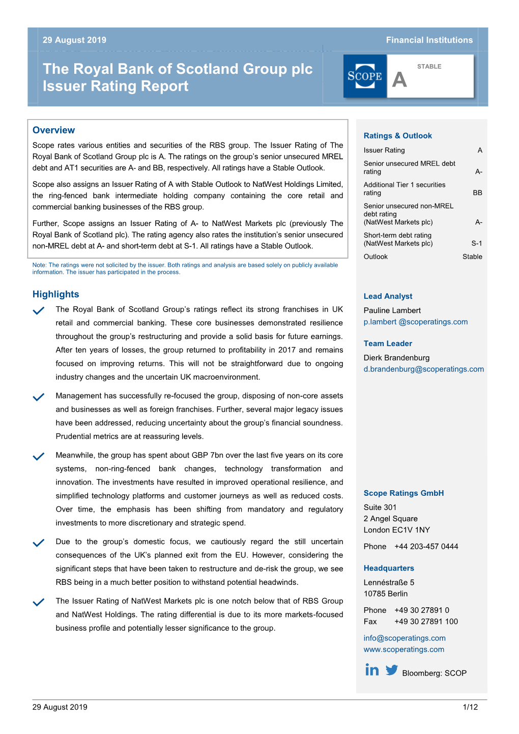 The Royal Bank of Scotland Group Plc