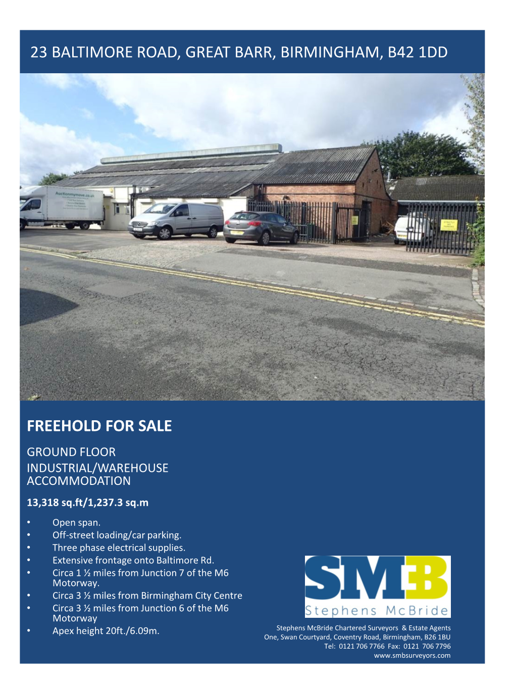 23 Baltimore Road, Great Barr, Birmingham, B42 1Dd Freehold for Sale