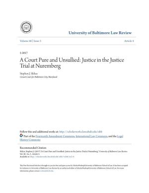 Justice in the Justice Trial at Nuremberg Stephen J
