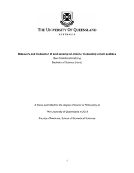 I Discovery and Modulation of Acid-Sensing Ion