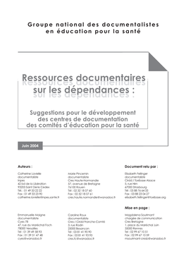 Ressources Documentaires Ressources Documentaires Sur Les
