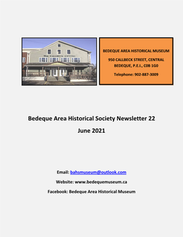 Bedeque Area Historical Society Newsletter June 2021